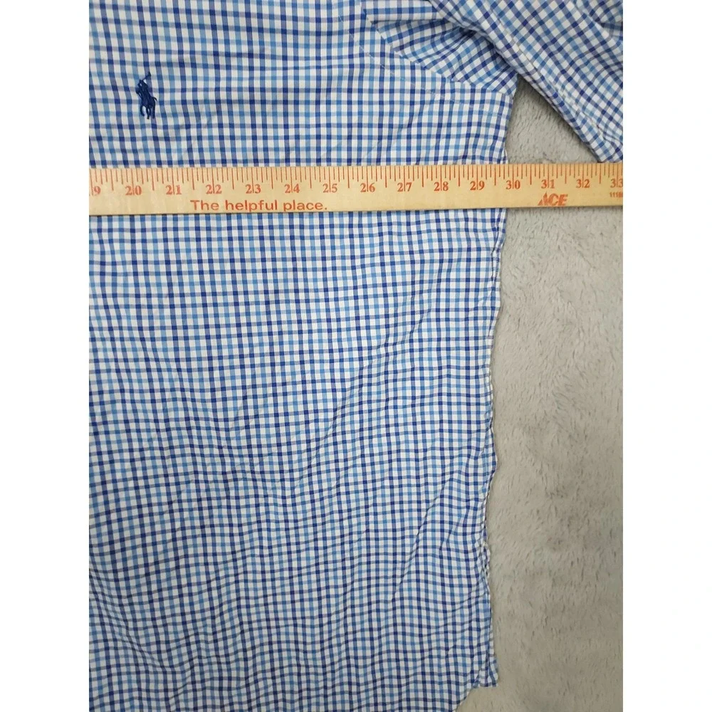 Polo Ralph Lauren Shirt Mens 2XB 2XL BIG Performance Gingham Button Down Blue
